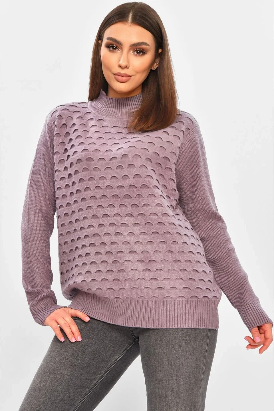 пуловер жіночій однотонний бузкового кольору